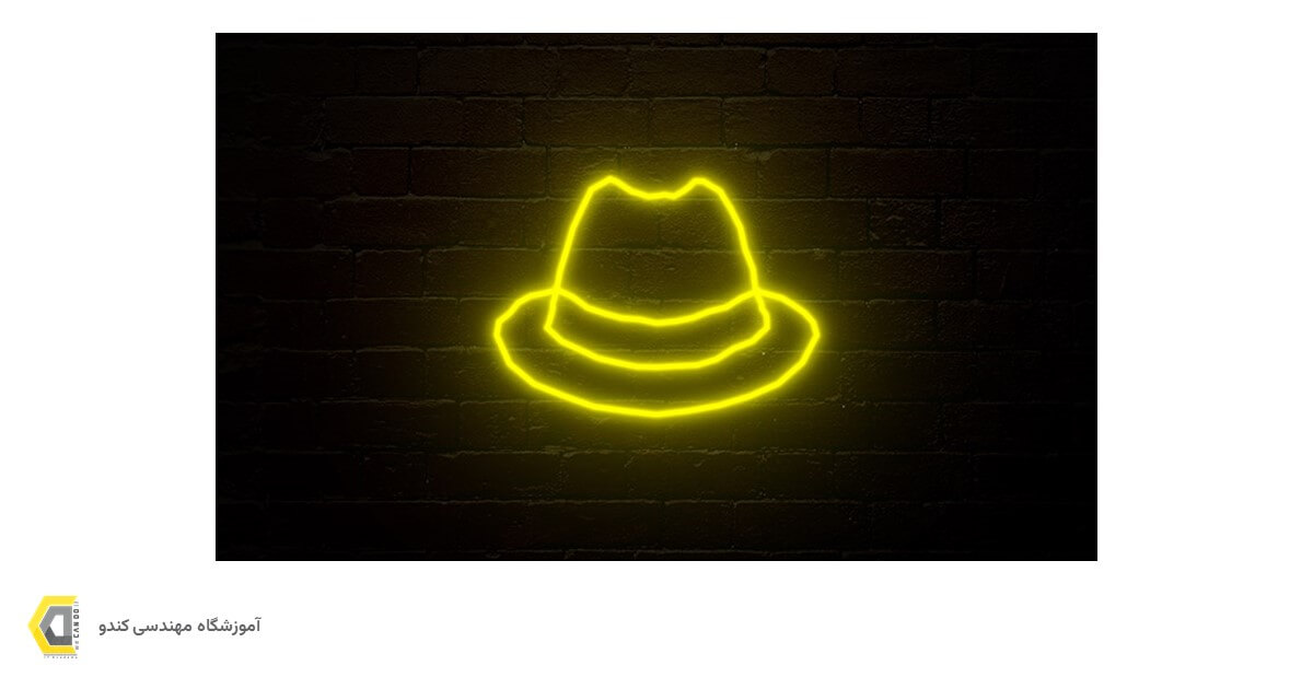 Cybersecurity concept explaining white hat and black hat hackers